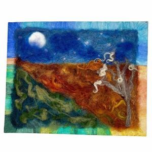 Wool Painting Felted Art Home Decor Hand Dyed Landscape Wall Hanging Paint Fiber